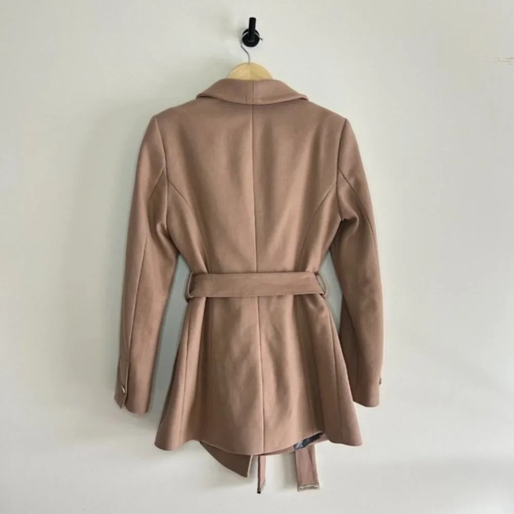 Ted Baker Rytaa Light Pink Short Belted Wool Pea Coat sz 3 - Picture 7 of 11